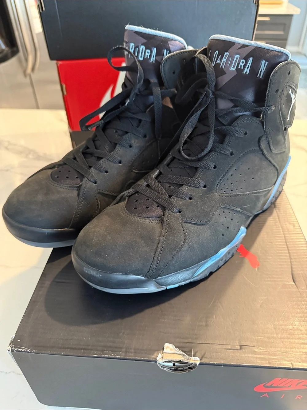 Air Jordan 7 Retro Black & Light Blue- Size 11.5